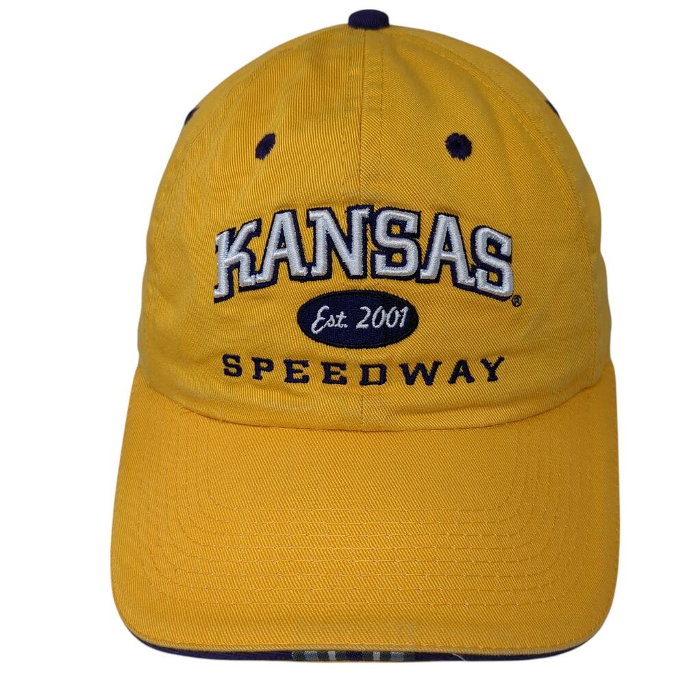 Kansas Speedway Est. 2001 Strapback Baseball Cap Yellow One Size Adjustable ISC